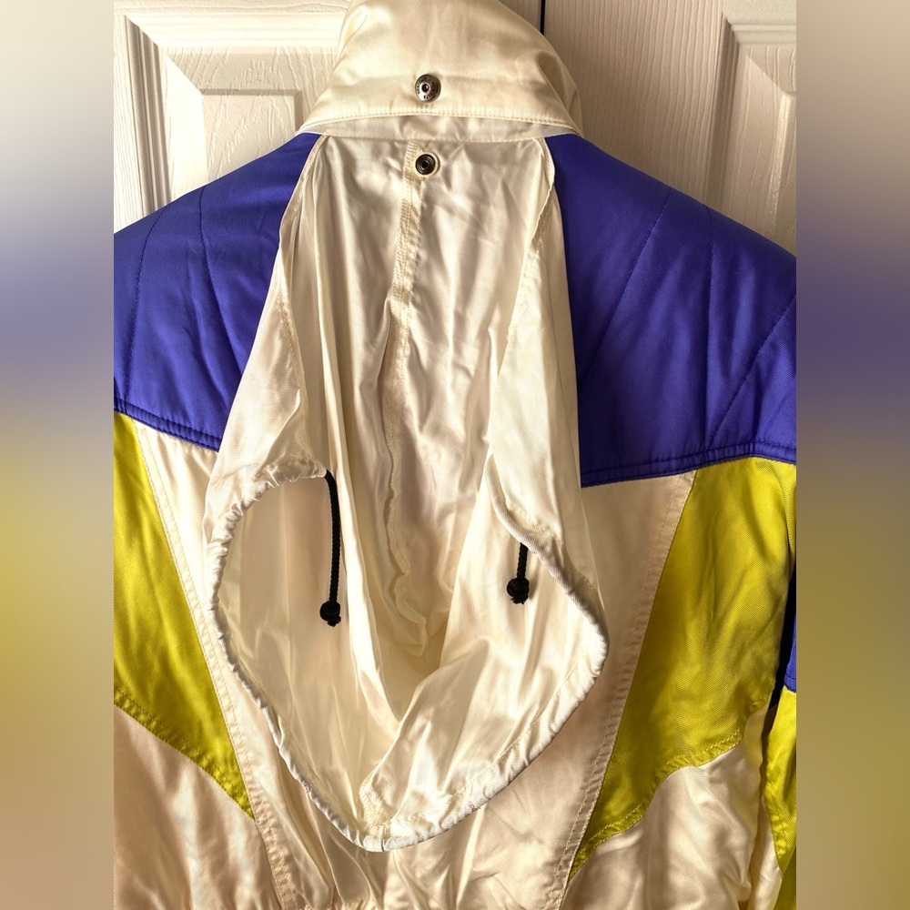 VTG 1980s DESCENTE Made in Japan Cream Purple Chartreuse Ski Snowboard Parka M - Picture 7 of 12